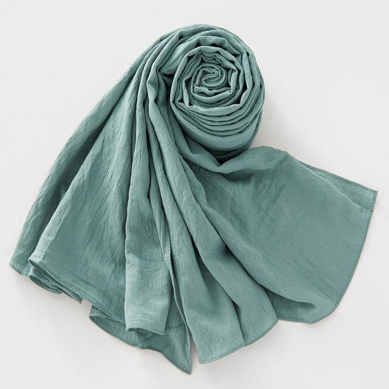190x90cm Solid Scarf Crinkle Stretch Head Wrap Cotton Blend Shawl Lightweight Wrinkle Resistant Fashion Accessory All Season