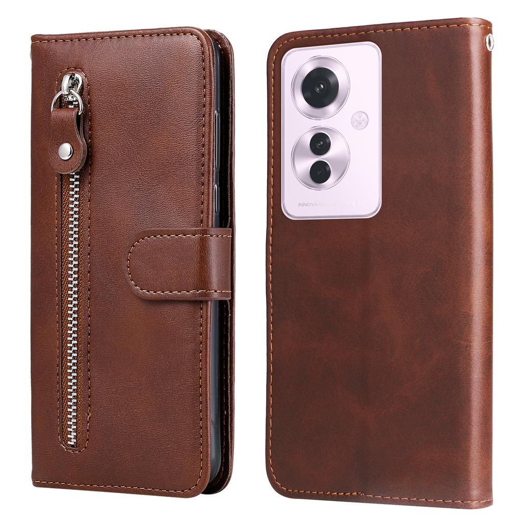 For Oppo Reno11 F 5G/F25 Pro 5G Case Zipper Pocket Calf Texture Leather Wallet Phone Cover