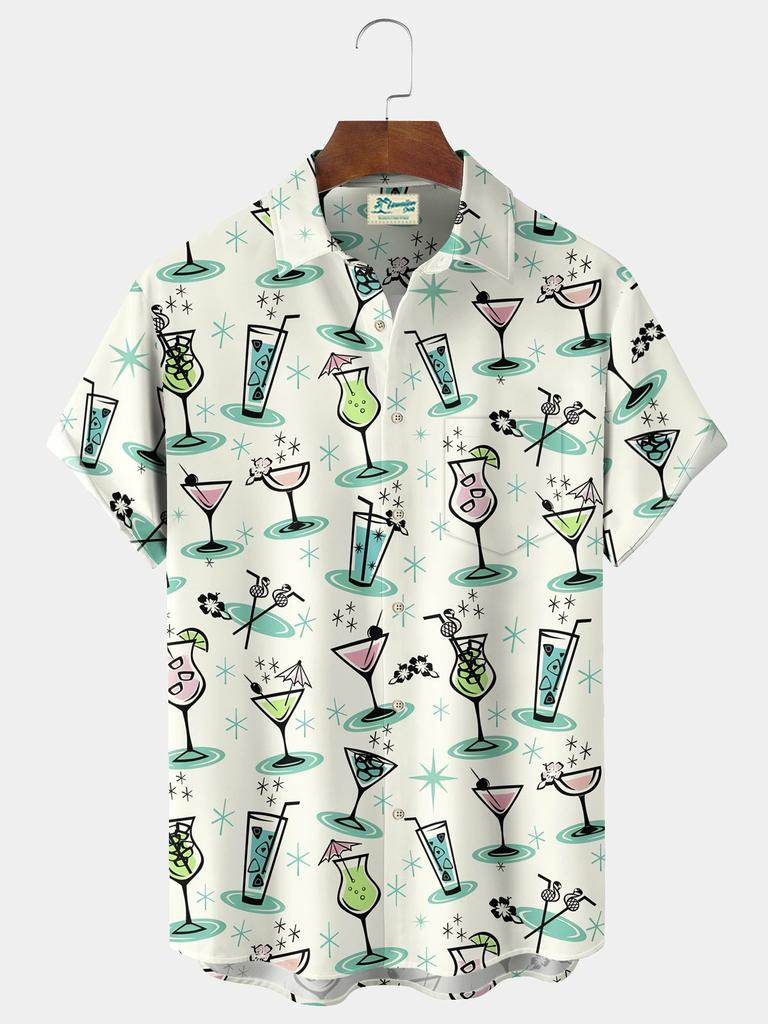 Sommer Herrenhemd mit 3D-Druck und geometrischer Kunstgrafik, Hawaii-Freizeithemden, kurzärmelig