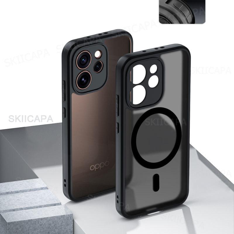 Magsafe Darbeye Dayanıklı Akrilik Telefon Kılıfı OPPO Reno 15 için Manyetik Sert Tampon Mat Kapak Kabuk OPPO Reno 15 Pro için