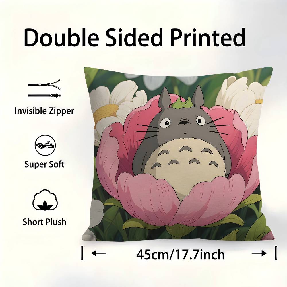 Cute T-Totoros Pillow Gifts Home Office Furnishings Bedroom Sofa Car Cushion Cover Case 45X45Cm
