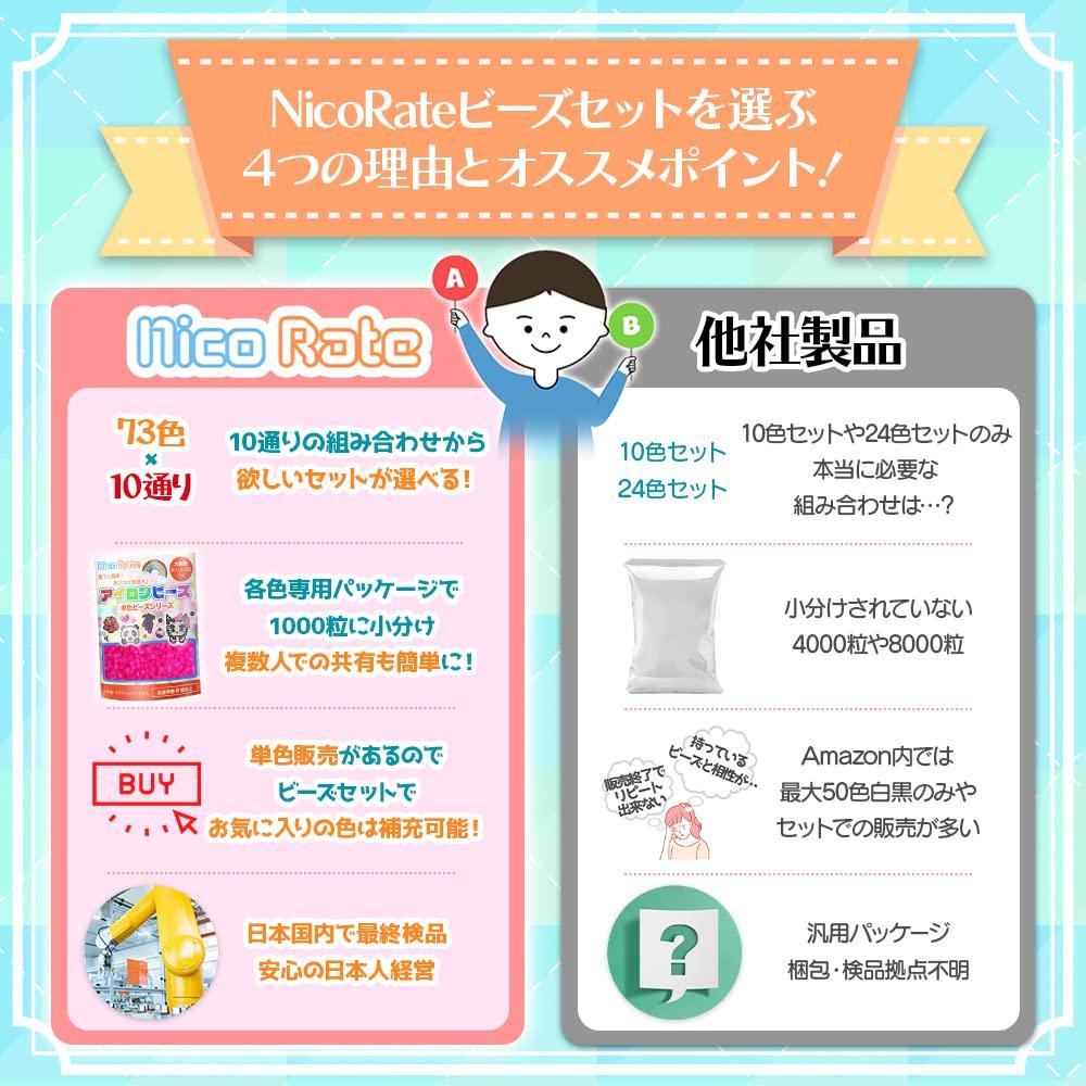 NicoRate Iron Beads Single Color Refill Set and Classic Large Capacity with Approximately Beads Total of Approximately Beads (Popular 10-Color Set)