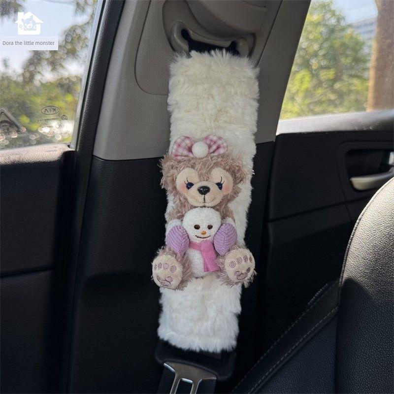 

Cute Doll Mei Mei Duffy Snowman Couple Autumn and Winter Car Seatbelt Shoulder Pad Anti-Neck Strain Female Car Interior Accessories White Shoulder Pads, Soft Plush, Snowman Rose