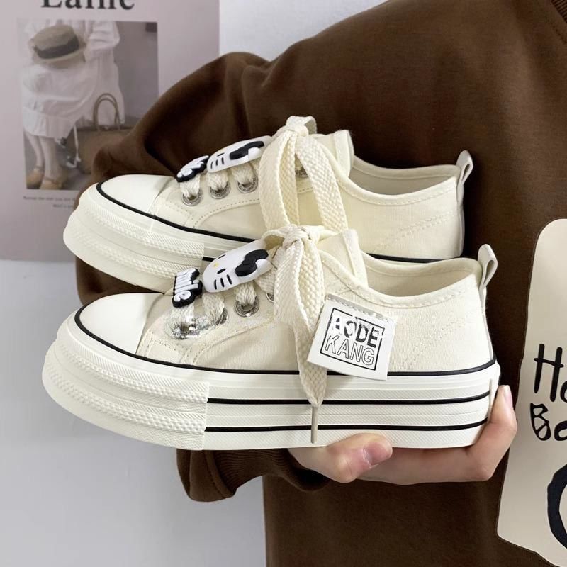 Platform canvas shoes women's 2025 new summer thin white shoes trend fashion niche fashion versatile port explosion