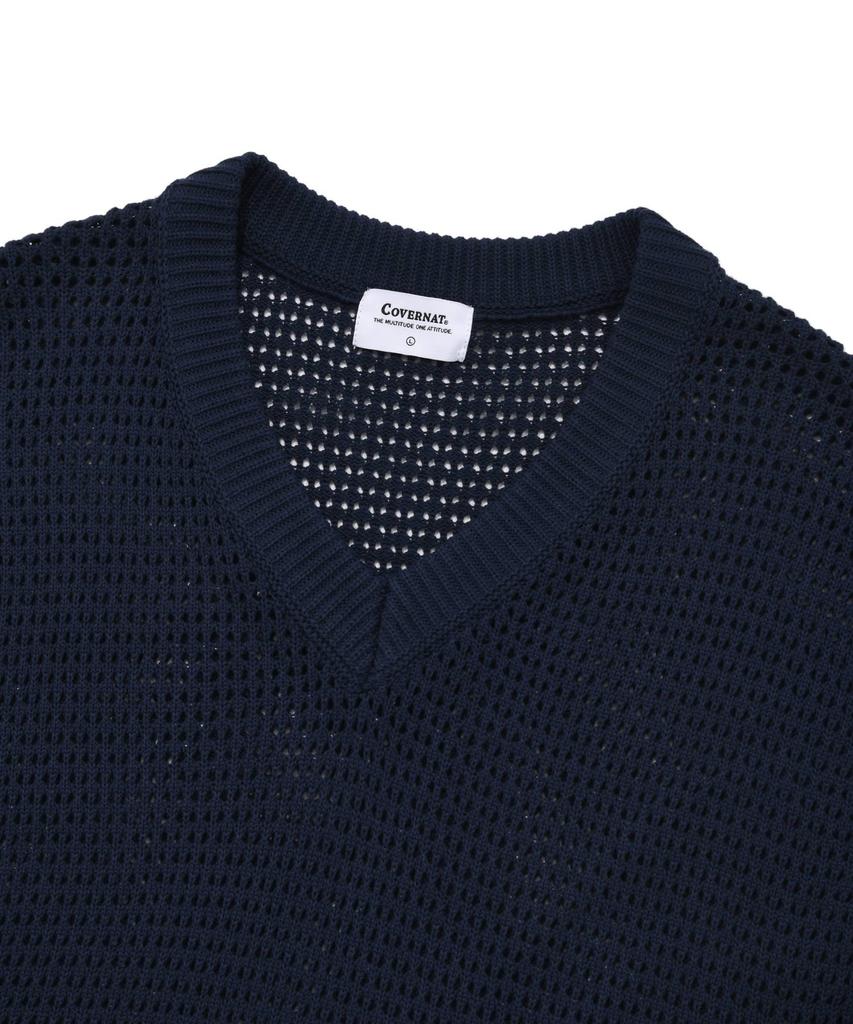 Covernat Crochet Knit Vest Navy