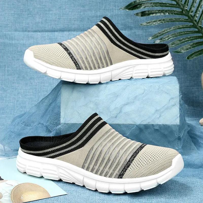 2024 Men Casual Mules Mesh Breathable Flat Slippers Summer Couple Shoes Large Size Loafers Fashion Shoes Men Street Slippers