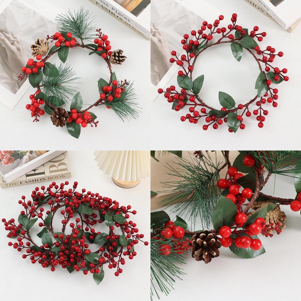 Plastic And Berries Pine Needles Wreath Decor For Festive Home And Store Display