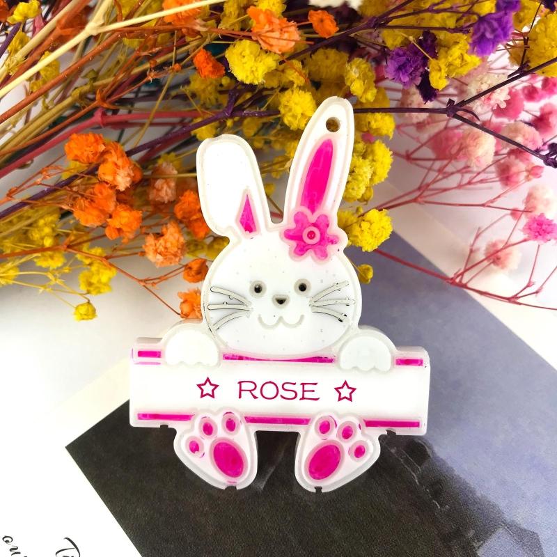 Shiny Glossy Easter Couple for Key Pendant Mold Resin Craft Easter Day Bunny Mold for DIY Keychain Necklace Charms Makin
