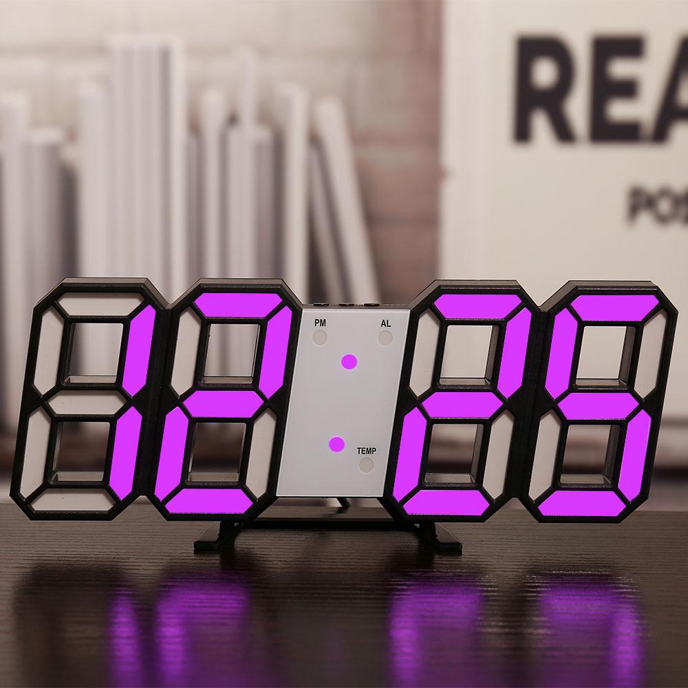 3D LED Digital Clock with Alarm, Calendar, and Thermometer for Living Room Wall
