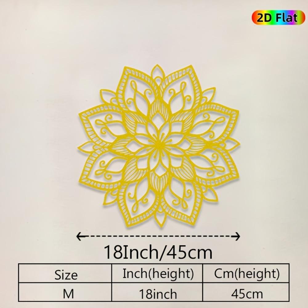 

1pc 2D Flat Mandala Iron Wall Art, Gold White Black, Boho Home Decor for Living Room Bedroom, Ramadan Valentine Gift M/18inches/45cm