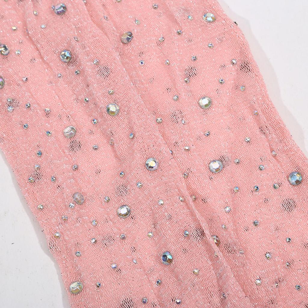 Mesh Oversleeve Diamond Sequin Low Elasticity No Fingers Gloves Summer Driver Sunscreen Sleeve