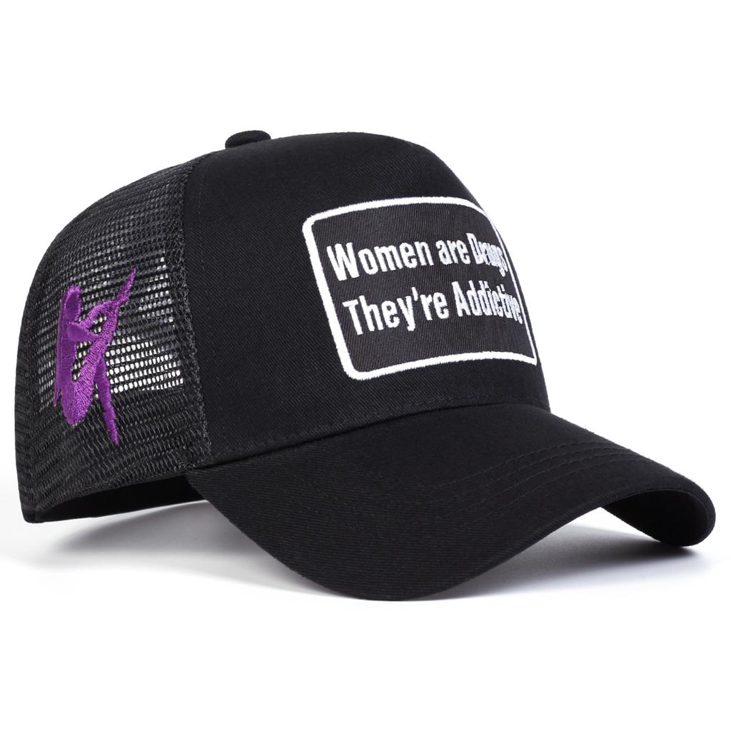 Unisex THEY'RE ADDICTIVE Embroidery Mesh Hip Hop Baseball Hat Hiking Caps Spring Summer Outdoor Leisure Hats Travel Accessories for Women Men