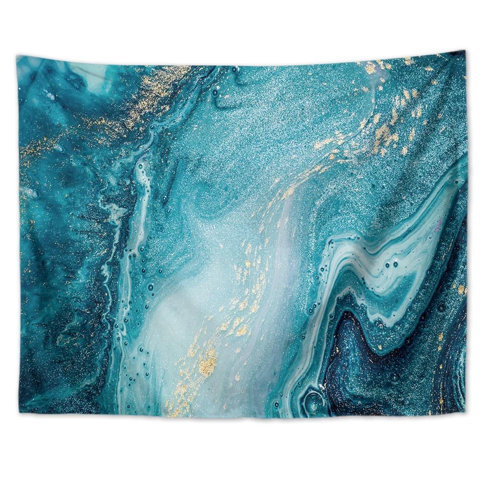 Tapestry Quicksand Wall Covering Marble Background Cloth Flow Pattern Decorative  Blue  Living Room  Decoration