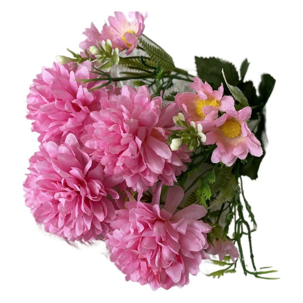Plastic Artificial Chrysanthemum Bouquet with 7 Branches 4 Large 3 Small Blooms for Year Round Home Decor Display
