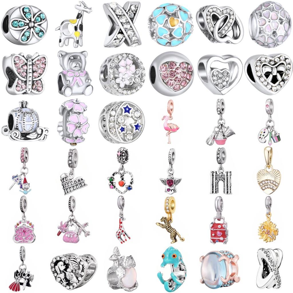 S925 Silver Cute Bear Giraffe Flower Heart Butterfly Bead Bracelet DIY Jewelry Making Kit