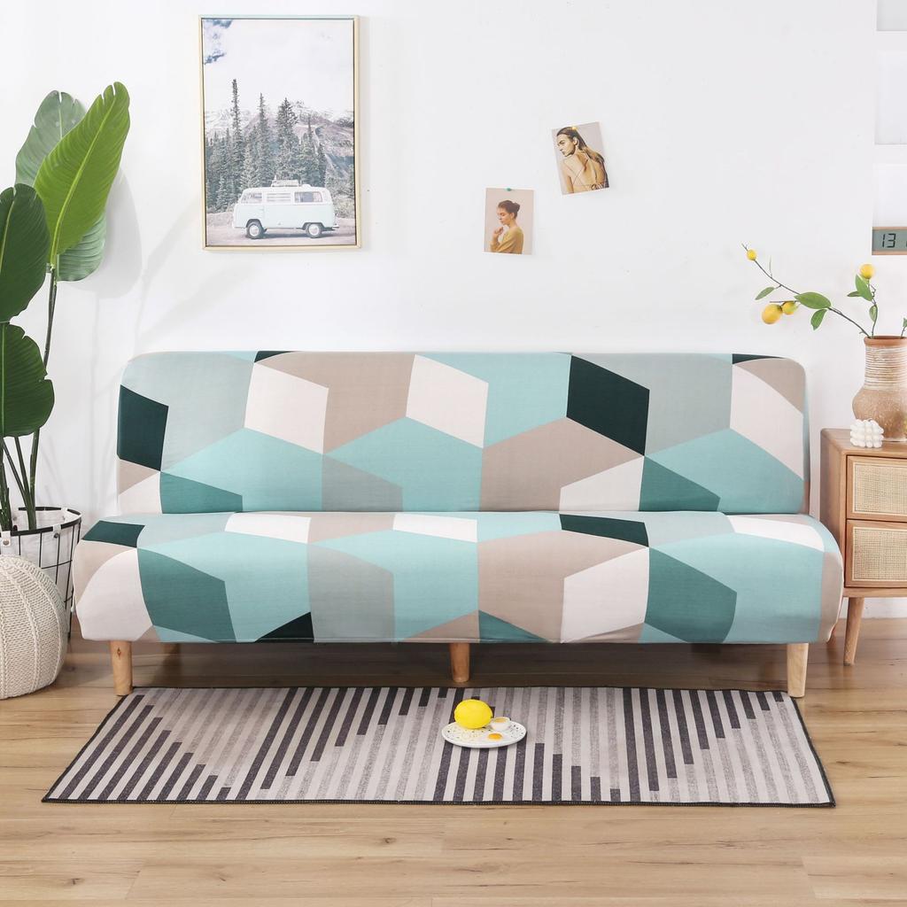 Armless Sofa Cover, Fully Enclosed Integrated Sofa Cover, Foldable Sofa Bed Cover, Fabric, Double and Triple Bed, Dust-proof