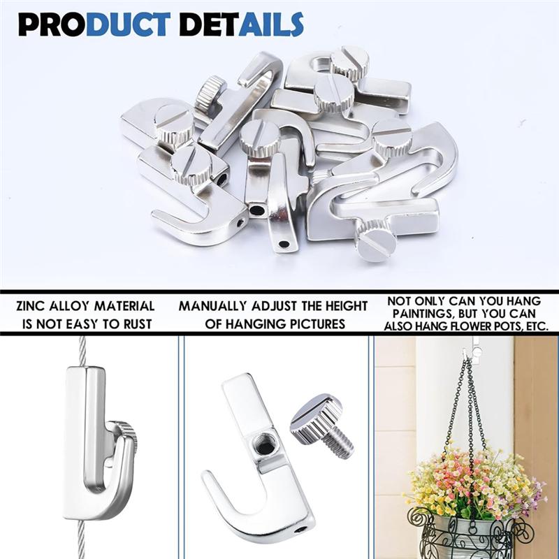 For Picture Rail Hooks 12Pcs Adjustable Hooks For Picture For Exhibition Art-Hanging System Hangers-Gallery Supplies