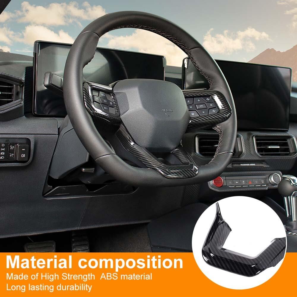 Carbon Fiber Interior Steering Wheel Trim Cover Replacement For Ford Mustang 24+