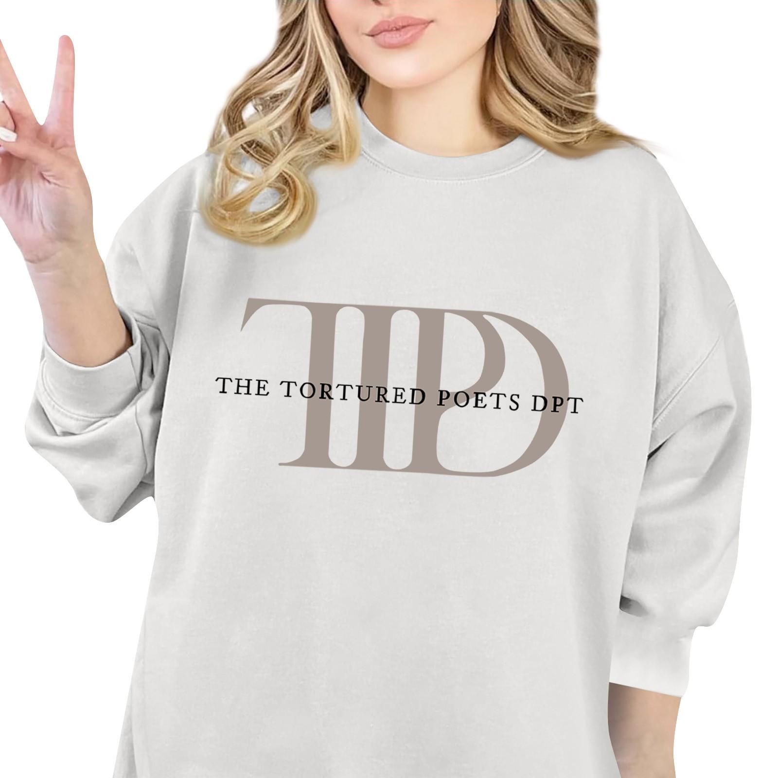 

Женская модная повседневная толстовка с длинными рукавами и круглым вырезом с принтом букв S белый