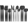 Mirror Dinnerware Set Stainless Steel 30Pcs Black Gold Tableware Knife Fork Spoon Dinner Set Cutlery Spoon Dessert Flatware Set