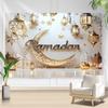 2D Ramadan Crescent Moon & Lantern Backdrop for Home Decor