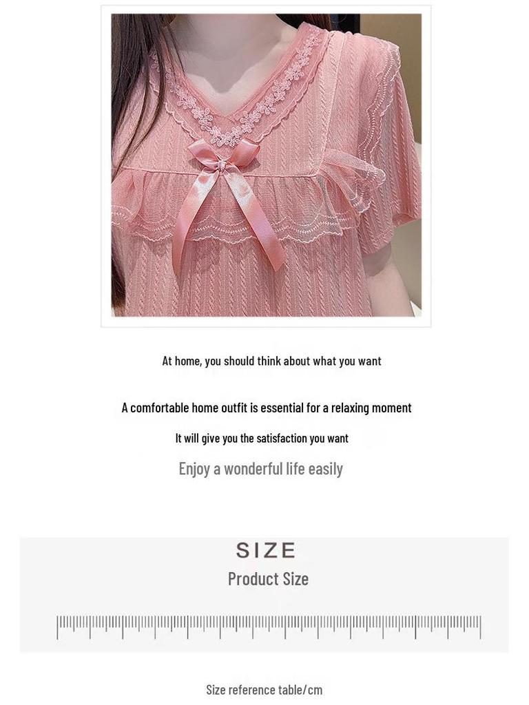 Women's Summer Short-Sleeve Princess Sleep Dress, Loose Plus Size, Comfortable Home Wear for 200 Jin.