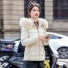 Short cotton-padded clothes, women's big fur collar, slim and thin, removable hat, warm and velvet, small cotton-padded jacket.