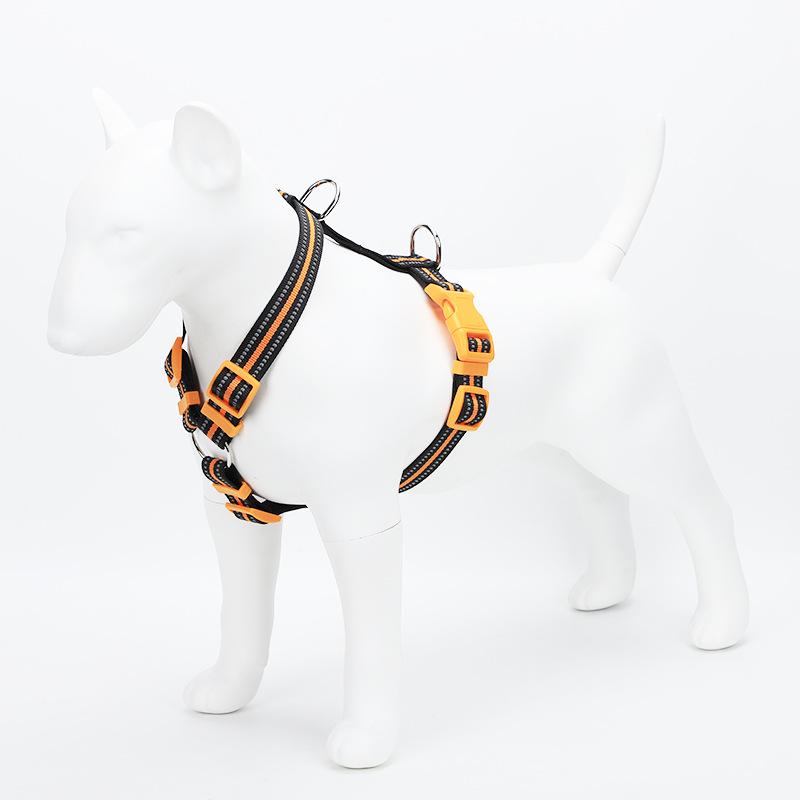 

Классическая шлейка для домашних животных, регулируемая светоотражающая шлейка для собак, прочная и долговечная шлейка с двойной строчкой для дрессировки и бега собак малого и среднего размера M chest 25-40cm