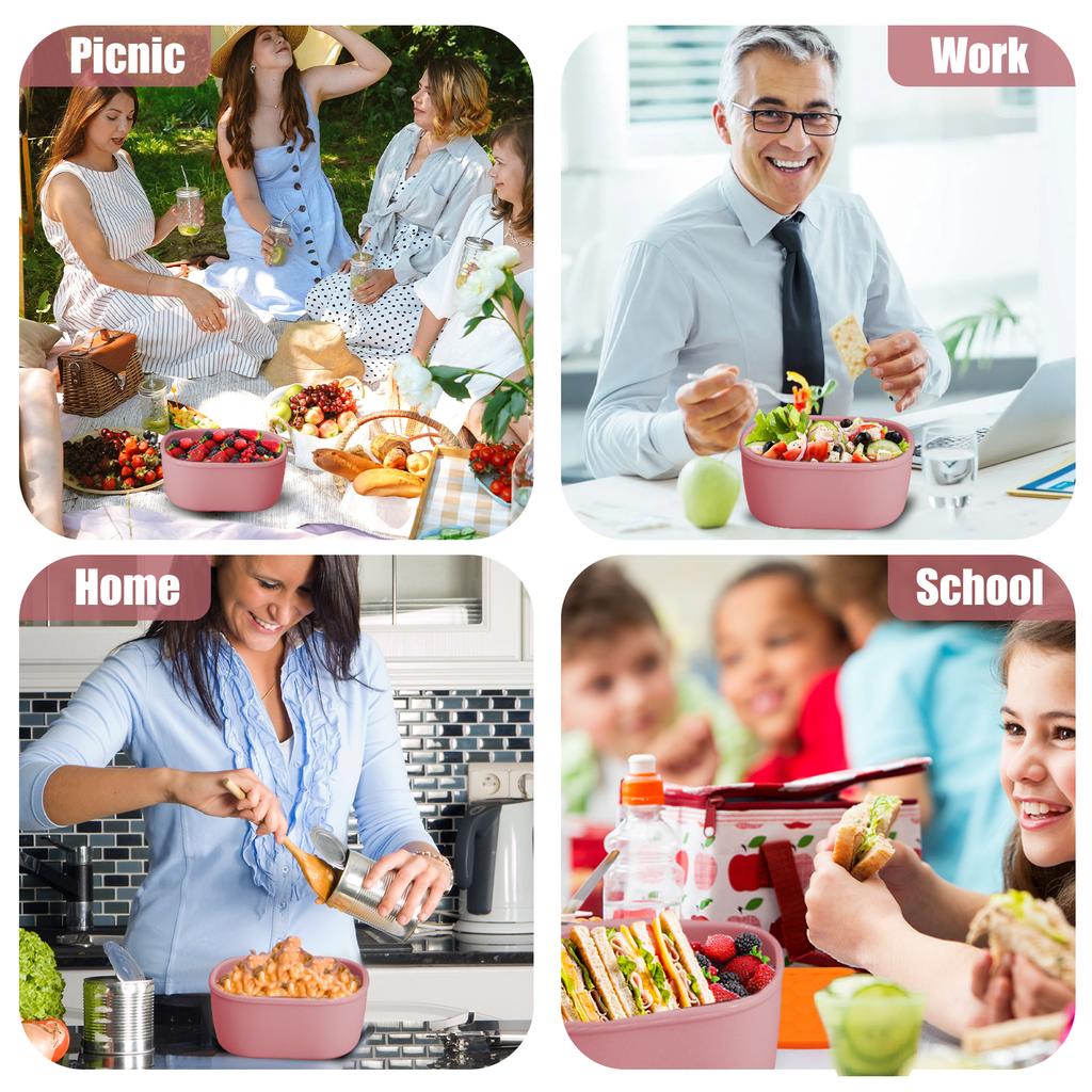 Boîte de rangement scellée pour réfrigérateur 3 pièces avec couvercle Bac à légumes en silicone Boîte à lunch chauffable au micro-ondes Récipient alimentaire Saladier étanche