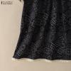 ZANZEA Women Ethnic Print Summer Casual Round Neck Short Sleeve Blouse