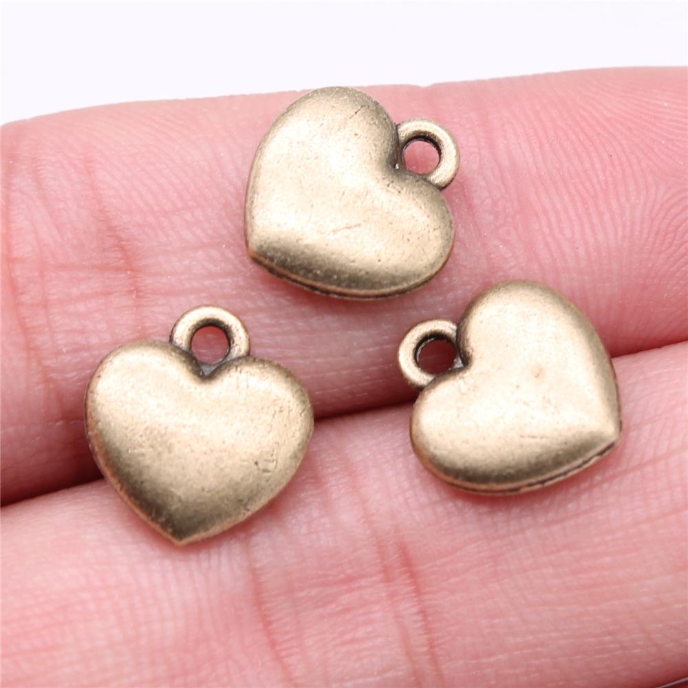 10pcs Heart Charms For Jewelry Making Antique Bronze Silver Color DIY Crafts Making Findings Handmade Tibetan Jewelry