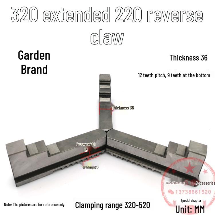 250mm & 500mm Extended Three-Jaw Chuck with Adjustable Jaws