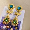 Classic Middle Women Girls Enamel Flower Earrings Ear Clip Vintage Elegant Lady High-end Party Banquet Accessories Jewelry