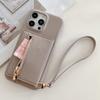For iPhone 15 Pro Case Card Slots Kickstand PU Leather Back Cover with Zipper Pocket,Wrist Strap