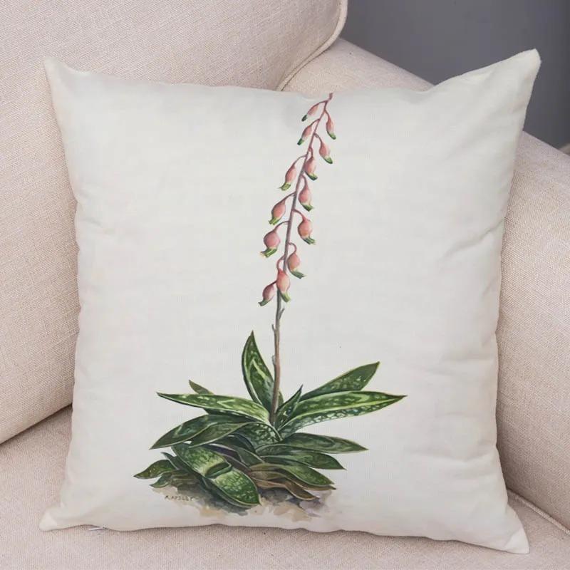 Watercolor Succulents Decorative Pillowcase Office Living Room Car Ornaments Home Pillowcase