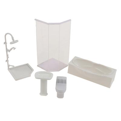 1:25 Dollhouse Miniature Bathroom Set Shower Room Toilet Bathtub Sink Model Toy