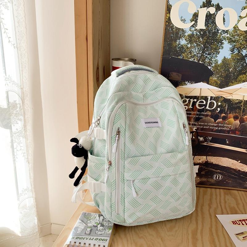 School bag for girls, simple junior high school backpack, fresh forest style for high school students, large-capacity backpack double shoulder bag