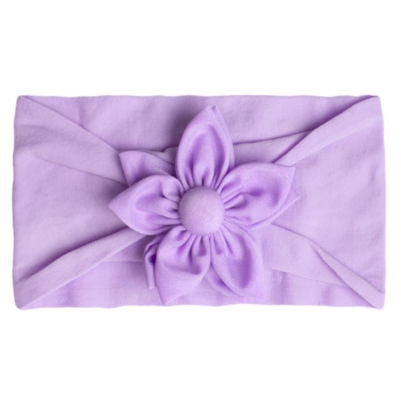 New children's headband, baby soft solid color flower nylon headscarf, thin breathable baby hair accessories