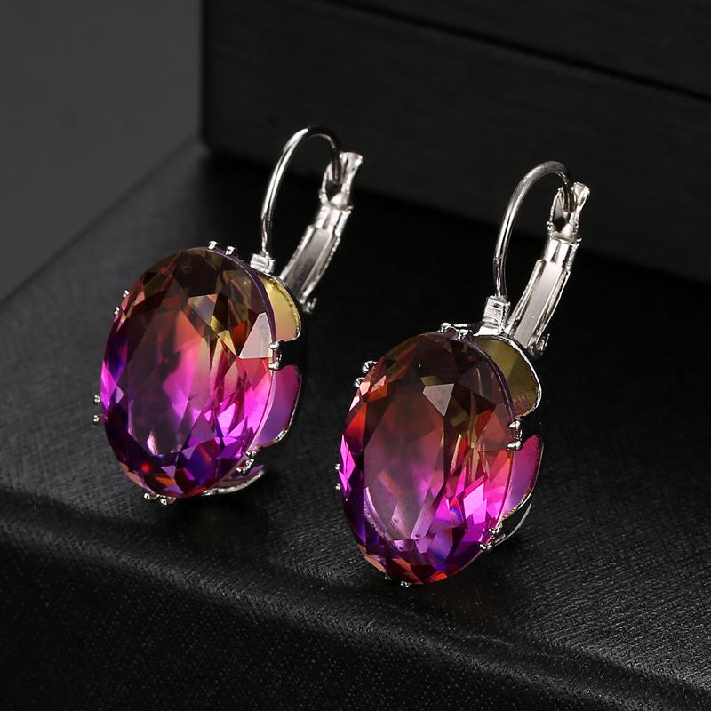 WWJ Unique Mix Color Cubic Zirconia Drop Earrings Gradient Ear Stud