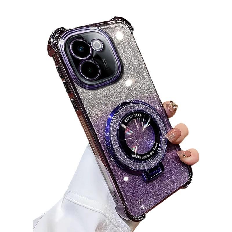 With Lens Film vivoY111 Mobile Phone Case Y111 Electroplating Anti-drop Y11S Glitter Bracket Anti-drop Protective Cover