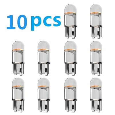 10 Peças Nova 2023 W5W T10 LED Lâmpada de Interior de Carro 12V Acrílico 6000K 7 Cores Cunha Cúpula Indicador Luz de Leitura - Multiuso