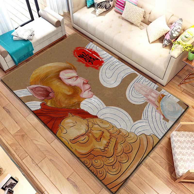 Twelve Chinese Zodiac Animals Painting Carpet for Living Room Large Area Rug Black Soft Carpet Home Decoration Mats Boho Rugs