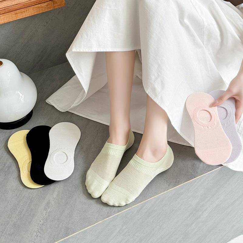 Mesh Boat Socks, Women's Boneless Socks, Solid-color Cotton Invisible Socks, Short Socks, Simple and Versatile, Shallow Socks