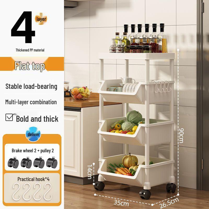 Movable Multi-layer Kitchen Storage Rack for Toys, Snacks, Fruits & Vegetables - Floor-standing and Multi-functional Shelf.