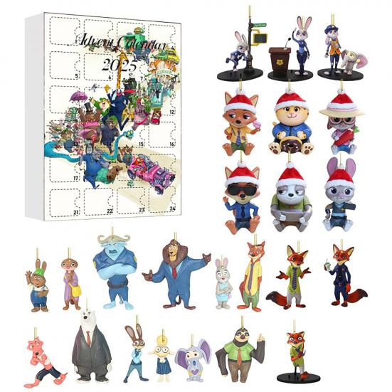 Kalendarz Adwentowy 24-dniowe Odliczanie do Świąt z 24 Akrylowymi Ozdobami Kreskówkowymi Zwierzętami Prezenty z Motywem Anime dla Dzieci Dorosłych Fanów