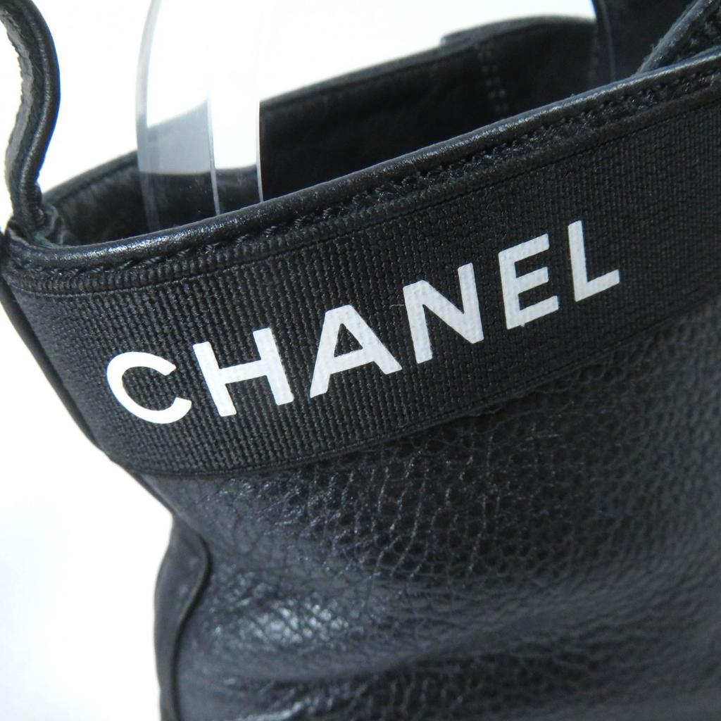 Excellent CHANEL Ankle boots Logo Matelasse F Pearl Lace-up Women 37 G38514 Used