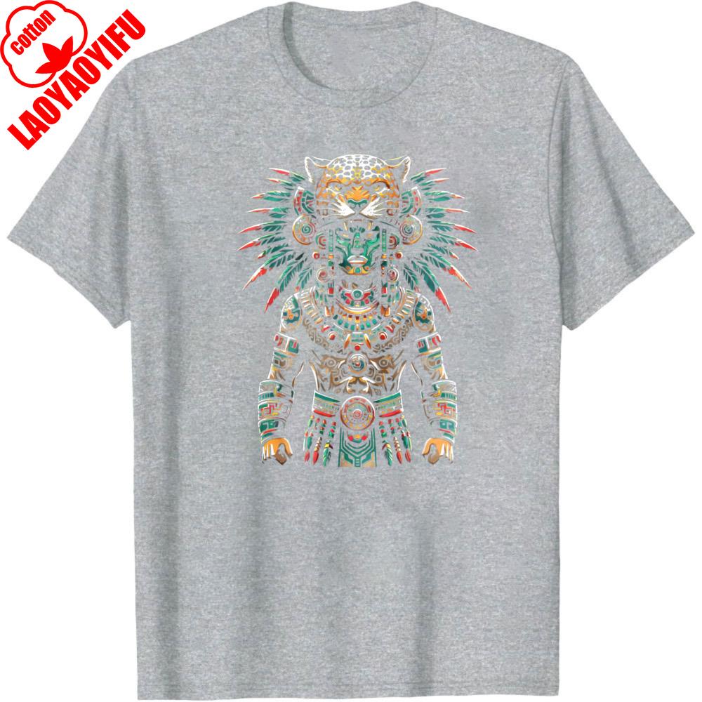 Aztec Jaguar Warrior Tribal Art Men TShirt Cotton Casual Unisex Wear Gift for Him Fashion Statement Shirt Oversized Tops