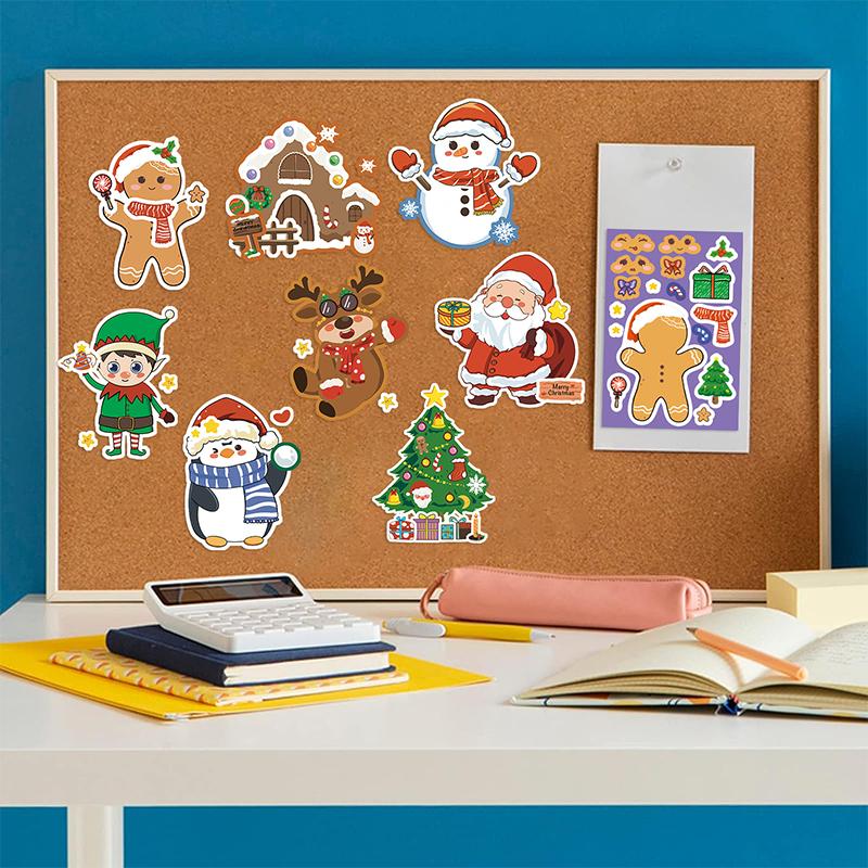 16 szt. Świąteczne naklejki puzzle Zrób twarz Święty Mikołaj Zrób to sam Wodoodporne Dziecięce gry Jigsaw Naklejka Dekoracja na przyjęcie dla dzieci Zabawka