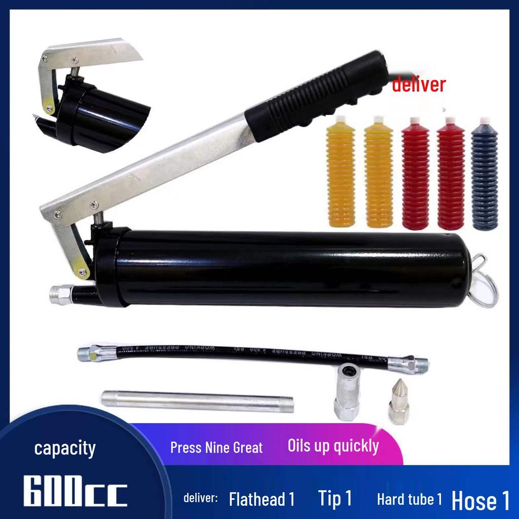 Caterpillar Transparent Grease Gun - High Pressure Manual Injector with Zipper Cartridge, Single/Double Pressure Rod.