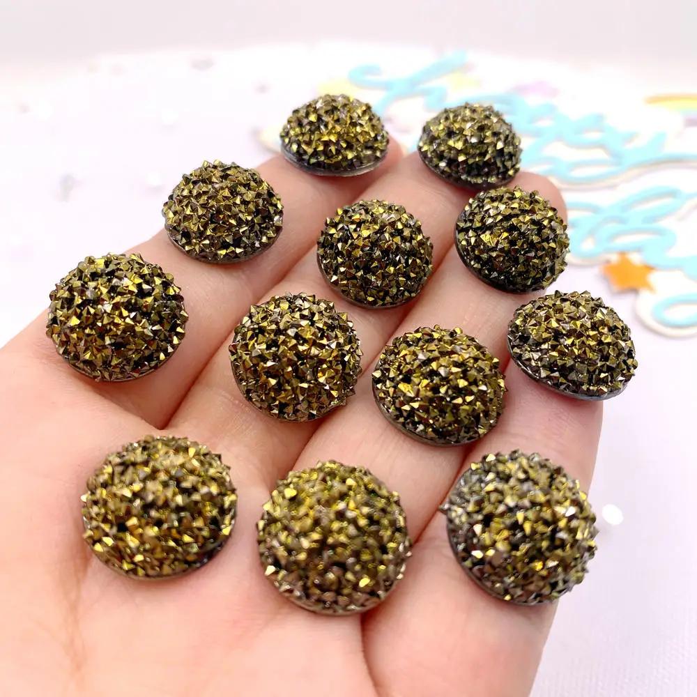 10PCS 1.5cm Special Colors Convex Round Half Bead Flat Back Rhinestone Applique DIY Wedding Scrapbook Jewelry Accessories